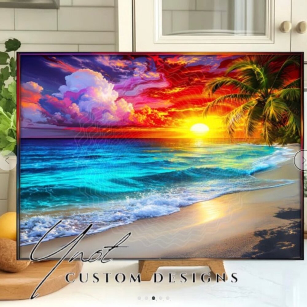 Beach Sunset 11 x 7.86 Glass Cutting Board